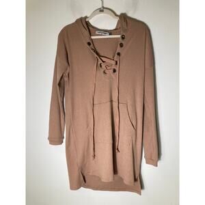 Thistle Ribbed Lace Up Pullover Hoodie Sz s